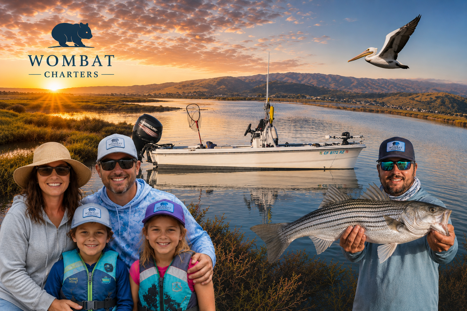 Napa River fishing charters for Striped Bass, River Cruises and Scenic Wetlands Tours